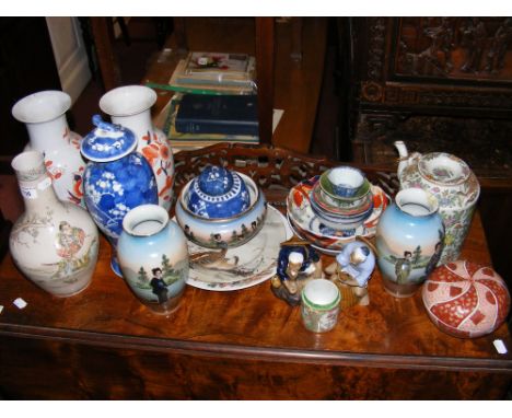 Selection of oriental ceramic ware, including vases