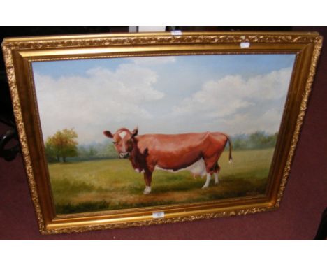 WHEELER - portrait of prize cow on canvas - 50cm x 70cm