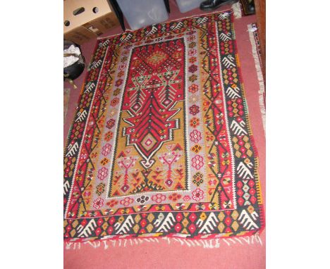 Turkish style carpet with geometric border - 160cm x 110cm