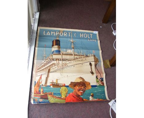 WALTER THOMAS - an original vintage advertising poster for "Lamport & Holt Line" - 76cm x 64cm