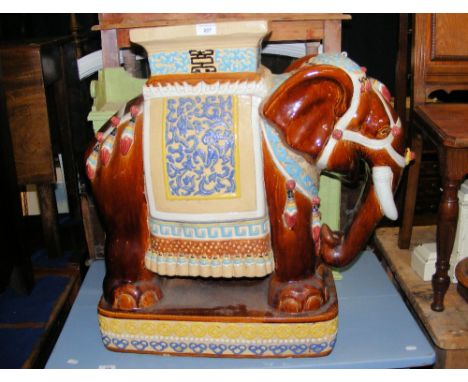 A large ceramic garden Elephant seat - 75cm high