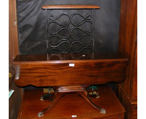 Small Regency style sofa table, together with a wrought iron wine rack