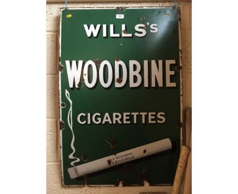 A Will's Woodbine enamel advertising sign, (approx. 92cm x 61cm)