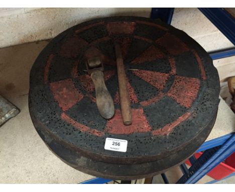 Two vintage Plasticine dart boards and rolling tools