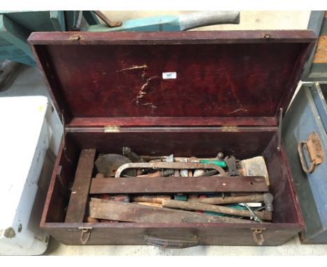 A toolbox and quantity of various old tools