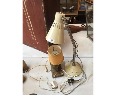 A Vintage angle poise lamp and an unusual brass French table lamp "Lampe Pigeon"