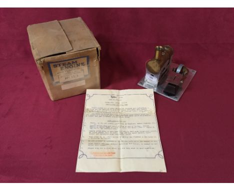 A Cyldon horizontal steam engine of oscillating cylinder type with original box and instruction leaflet