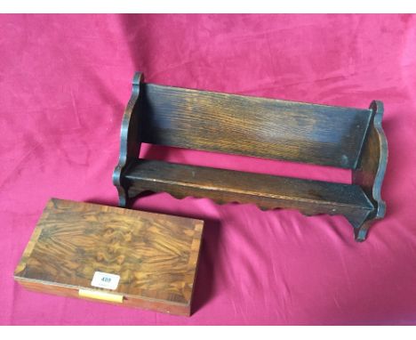 An oak book trough and an Art Deco three compartment cigarette box
