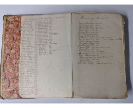 Local Interest - the mid-19th century vellum 'Cash Account' ledger of the Derby and Midland Branch of Oddfellows, with manusc