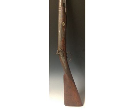 An early 19th century percussion cap musket, the lock plate indistinctly signed and chased with foliage, mahogany butt, 119.5