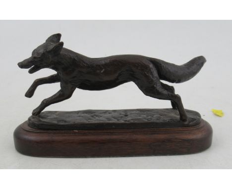 Priscilla Hann, a cast bronze model of a running fox, height 2.5ins, length 4.5ins