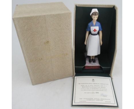 A Royal Worcester model, of a British Red Cross Society V.A.D Member, with certificate and boxedCondition Report:  Good condi