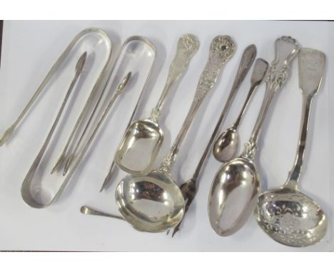 A pair of George III&nbsp;silver tongs, engraved with a Wheatsheaf crest, by Thomas Northcote, London Circa 1786, together wi