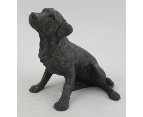 A bronze effect model, of a seated dog, height 5ins