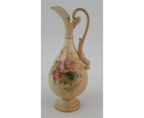 A Royal Worcester blush ivory ewer, decorated with floral sprays, shape number 2441, height 7insCondition Report:  Good condi