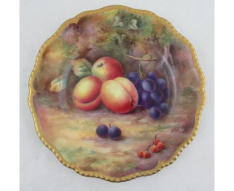A Royal Worcester cabinet plate, decorated with fruit to a mossy background by H H Price, diameter 9.5insCondition Report:  G