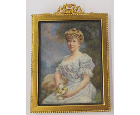 A portrait miniature, of Mrs H Pickering, signed to the front by Ephram Strellett - RA dated 1908, with information to revers