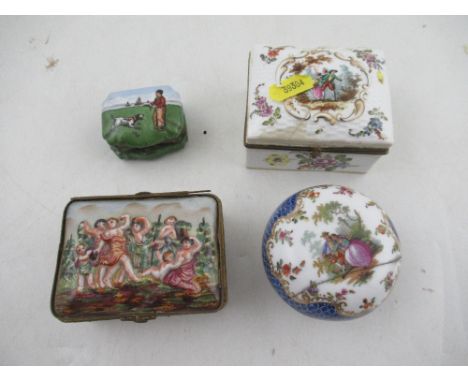 A German patch box the cover decorated in relief with figures with a repeating floral boarder and flower sprays to the interi
