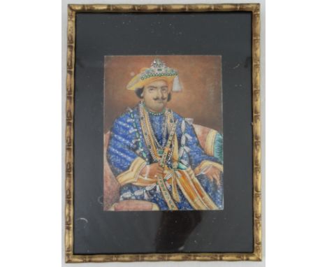 A framed miniature of on ivory, probably of Maharaja Udit Narayan Singh, 4.75ins x 6.5ins. This was acquired by Lt Col. Thoma