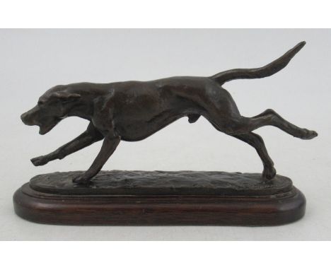 Priscilla Hann, a cast bronze model of a running hound, height 3.5ins, length 6ins&nbsp;