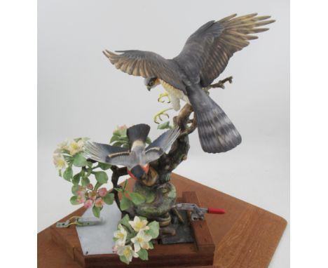 A Royal Worcester limited edition model, Sparrow Hawk and Bullfinch by James Alder, no certificate or plinthCondition Report: