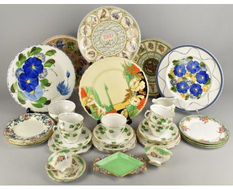A Collection of Various Ceramics to Comprise Colclough Part Ivy Tea Set, Hand Painted Plates, Wedgwood Calendar Plates, Tusca