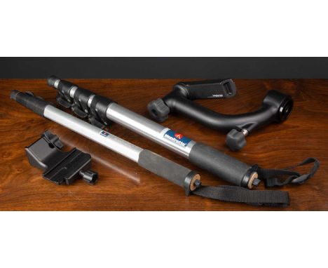 A Wimberley Head version II gimbal style tripod head (WH-200) and two Manfrotto monopods.Condition report: Wimberley Tripod h