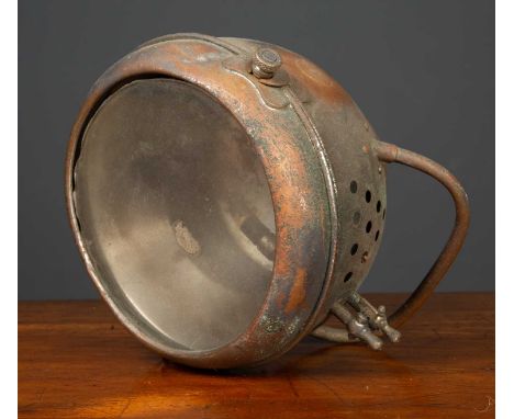 A Phares Auteroche Motorcycle lamp with mirrored back, 19cm diameter x 13cm deepCondition report: Metal tarnised, glass front