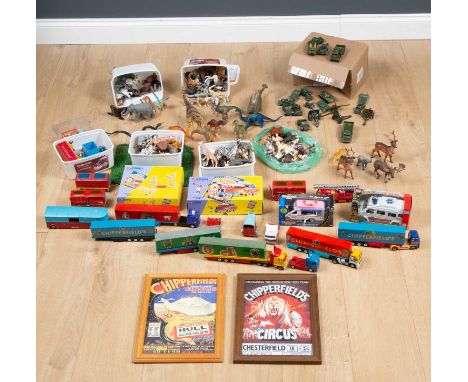 A Corgi Classics Chipperfield Circus set comprising cannon and ringmaster (boxes), performing horses (boxed), circus cars, ca