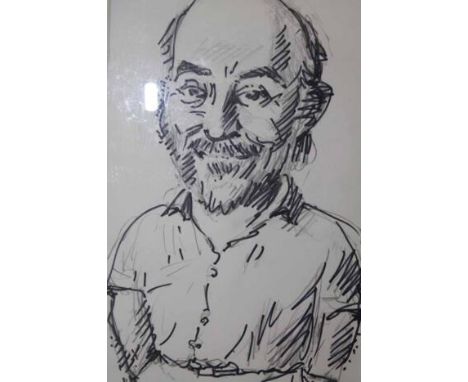 * EMILIO COIA, FRANK DUNLOP CBE, FORMER DIRECTOR OF EDINBURGH FESTIVALpen and ink on paper, signed50cm x 33cmMounted, framed 