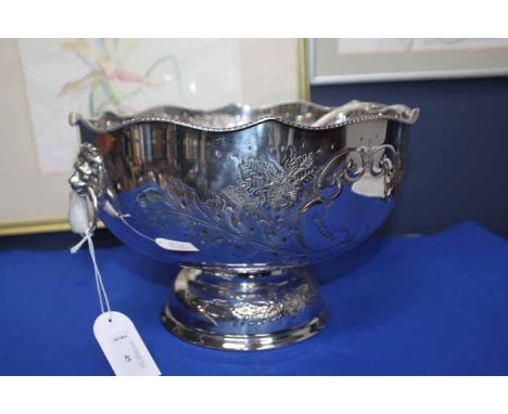 VICTORIAN STYLE SILVER PLATED PUNCH BOWL WITH LADLE