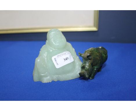 LOT OF ASIAN COLLECTABLESincluding a snuff box, carved hardstone figures, etc 