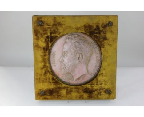 Cyprian Godebski (1835-1909) a circular terracotta portrait profile head of Jayme Batalha Reis with name of the subject and t