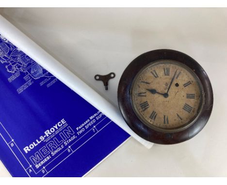A George VI GPO wall timepiece, the circular Roman dial with GVIR crowned cypher over initials G.P.O, brass plaque screwed to