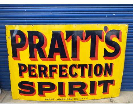 A large and rare Pratt's Perfection Spirit enamel sign by Patent Enamel, some small spots of the amateur retouching, otherwis