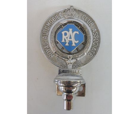 A medium sized Royal Automobile Club Associate car badge with lozenge centre, no. F 174837.