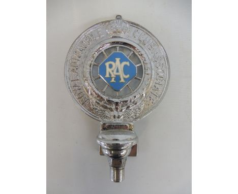 A large Royal Automobile Club Associate car badge type 8 with lozenge centre, mazak metal, no CA 74496, circa 1937-38.