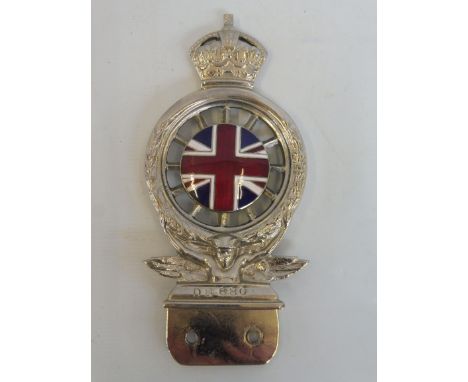 A Royal Automobile Club full member car badge, probably type 5, dashboard fitting, excellent nickel plated finish with superb