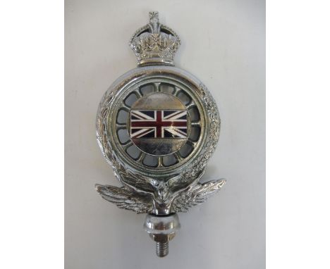 A large Royal Automobile Club full member car badge, chrome plated solid brass, with oblong enamel union jack centre, possibl