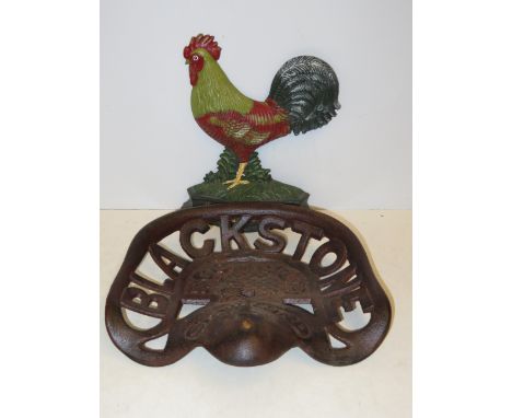 Blackstone tractor seat together with cockerel door stop 