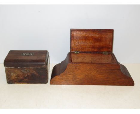 Victorian rosewood tea caddy together with mahogany caddy
