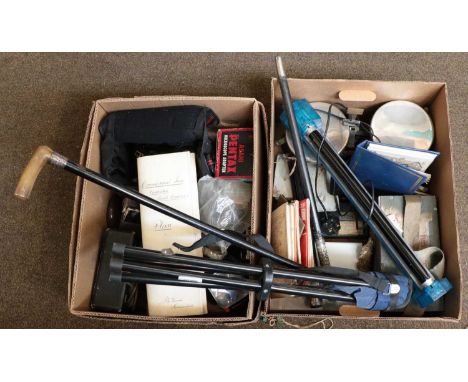 A quantity of scientific items, including: gemology equipment, camera equipment, balance scales, an Astro compass in original