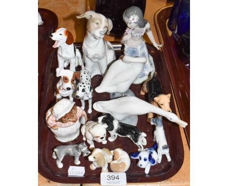 Royal Doulton dog models with others by Beswick and Royal Worcester etc.; together with Lladro figures and a Beswick Beatrix 