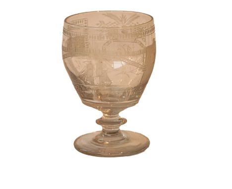 An 1829 Sunderland Bridge engraved glass rummerCondition report: No chips or repairs, but the main body with noticeable light
