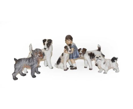 Eight Dahl Jensen Copenhagen ceramic figures, including: a spaniel, a terrier, a girl etc.Condition report: All in good condi