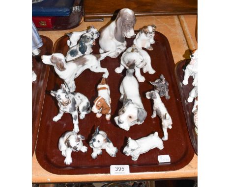 Dahl Jensen Copenhagen and B&amp;G small ceramic models of various dogs, including a setter, terrier, bulldog etcCondition re
