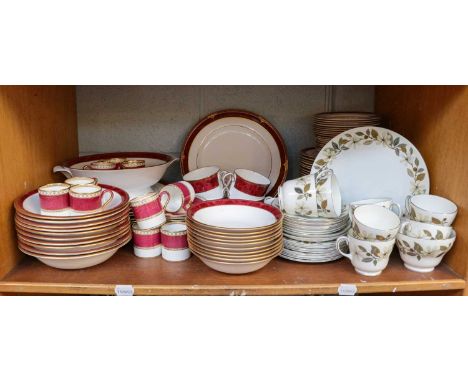 A modern Spode bone china 'Bordeaux' dinner service, a set of twelve Wedgwood 'Ulander' mocha cups and saucers, and a Wedgwoo