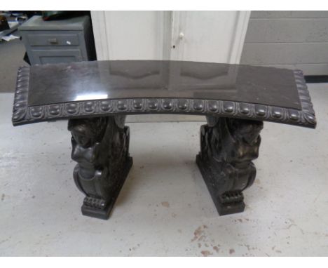 A classical style black marble garden bench
