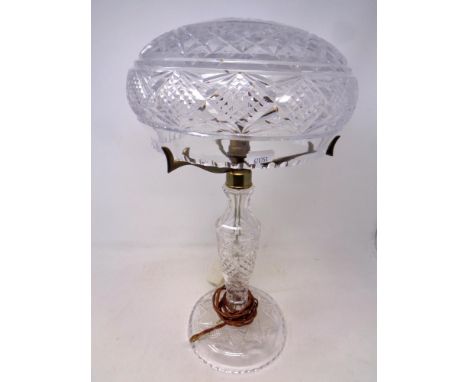 A cut glass mushroom table lamp