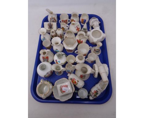 A tray of a quantity of W H Goss crested china 